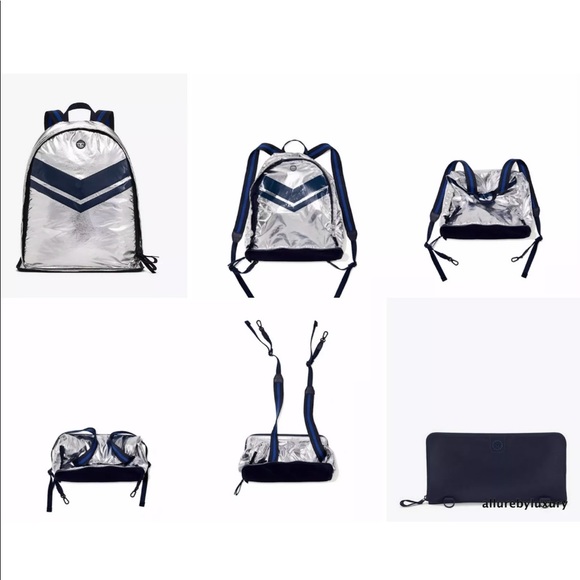Auth Tory Burch Sport Chevron Packable Backpack - Picture 2 of 8